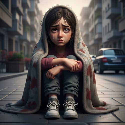 Melancholic Middle-Eastern Pre-Teen in Lonely Situations