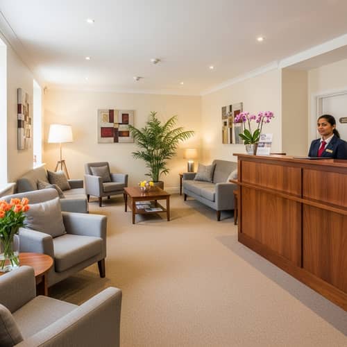 Inviting and Comfortable Reception Area | Stylish Seating & Greenery
