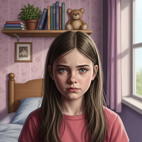 Resilient Young Girl Concealing Inner Turmoil | Emotional Portrait