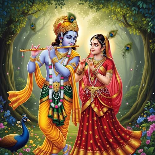 Radha and Krishna Eternal Love in Enchanting Forest