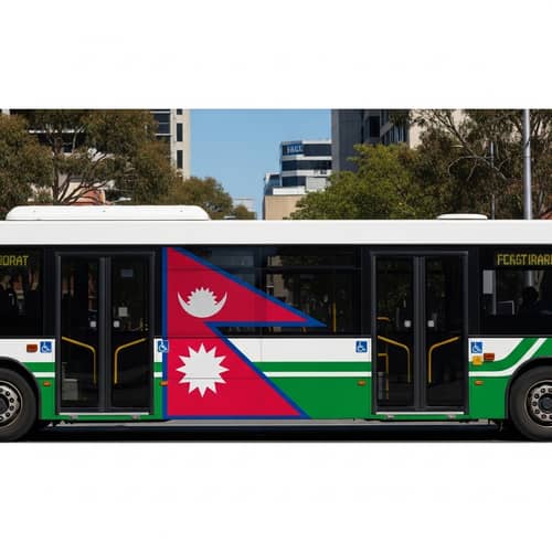 Nepali Flag on Australian Bus | Cultural Fusion