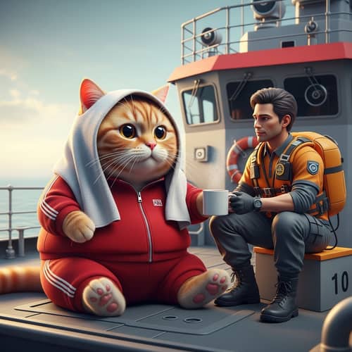 Chubby British Ginger Cat Rescued at Sea