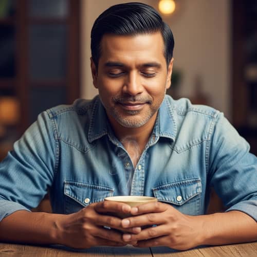 Middle-Aged South Asian Man Enjoying Coffee | Coffee Lover's Bliss