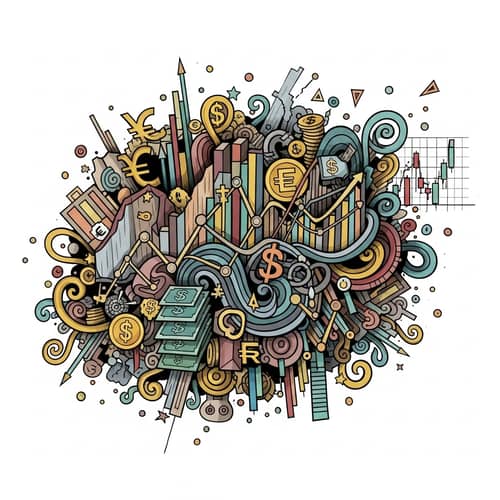 Dynamic Financial Market Illustration | Vibrant Colors & Icons