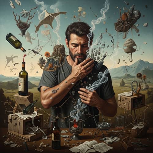 Surrealist Oil Painting Depicting Emotions of Substance Abuse