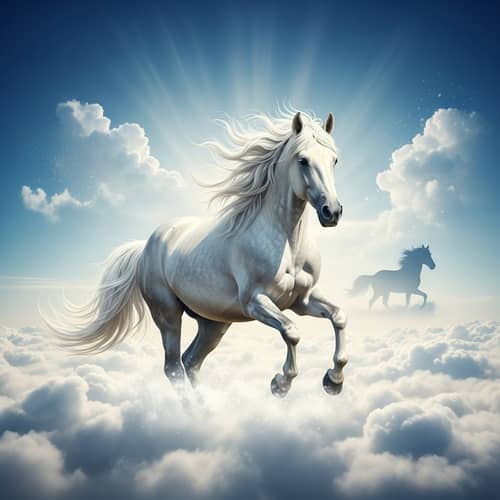Majestic Horse Galloping Among Clouds