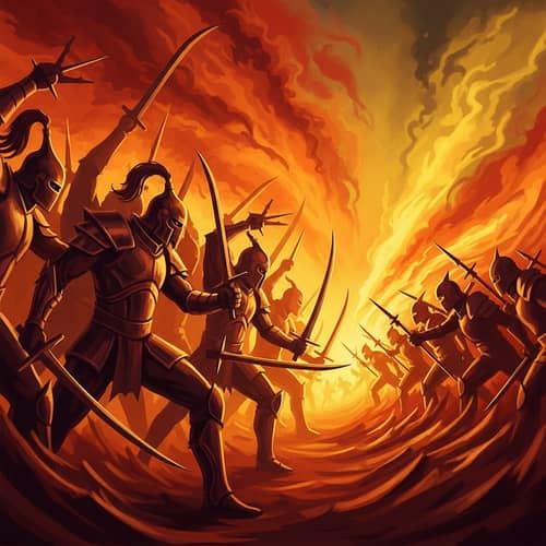 Abstract Warriors in Dramatic Warm Colors