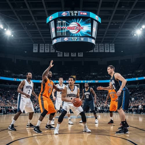 Exciting NBA Pick and Roll Play on Basketball Court