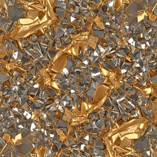 Stunning Abstract Display: Shiny Slivers & Golden Glaze