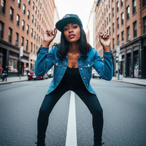 Stylish Woman in Urban Street Photography | Vibrant Colors & Dynamic Poses