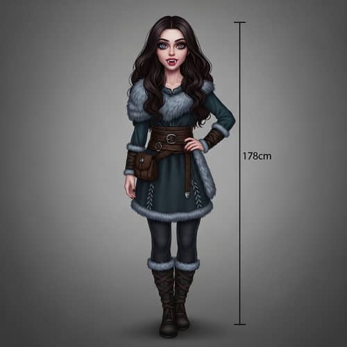 Athletic Dampire Girl in Winter Viking Attire | Full-Length Realistic Image