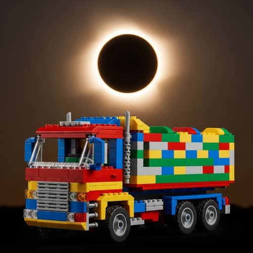 Lego Truck Under Stunning Solar Eclipse