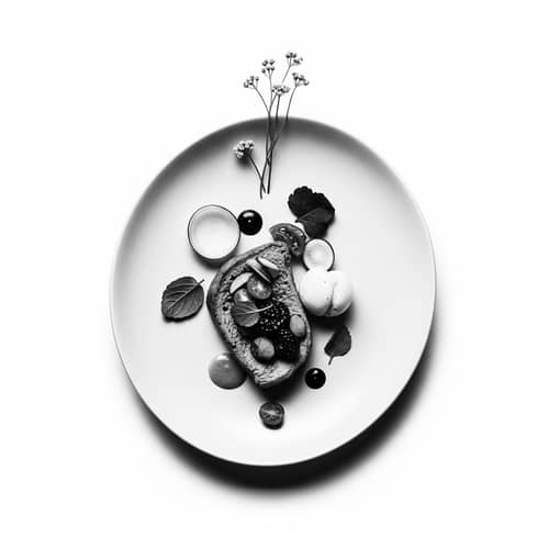 Minimalist Main Dish for Recipe Book | Black & White Art