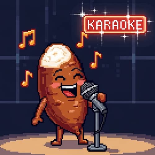 Pixel Art Icon of Cassava Singing at Karaoke
