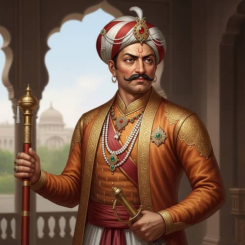 18th-Century Maratha Empire Figure in Traditional Attire