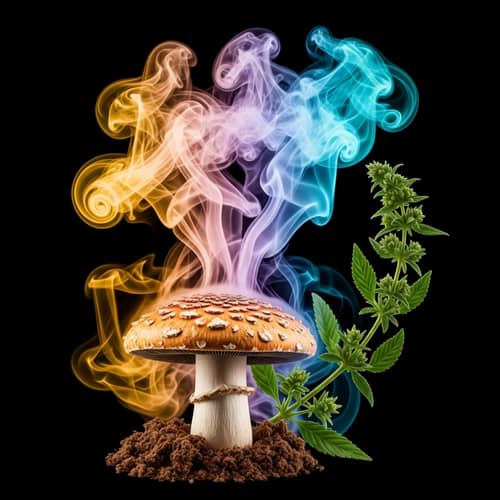 Colorful Smoke Mushroom and Herbal Plant - Nature's Beauty