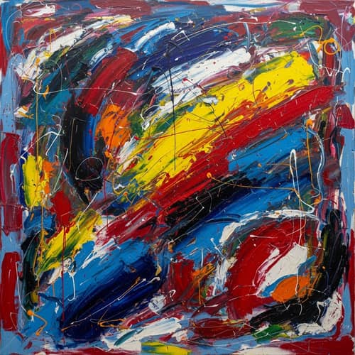 Abstract Expressionism Inspired Image - Vibrant & Chaotic Artwork