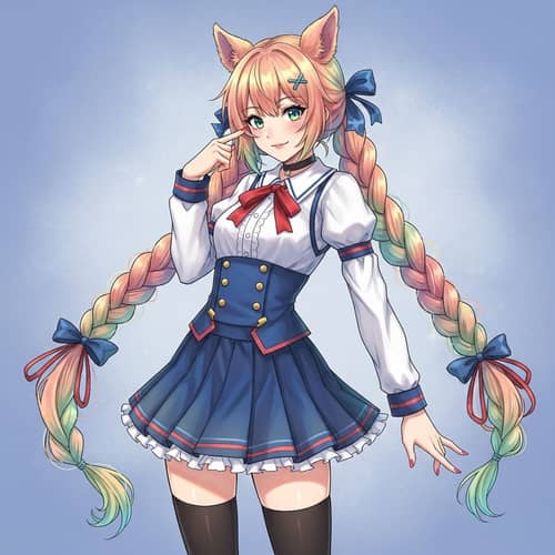 Colorful Anime Girl | Vibrant Tones & Pastel Fusion