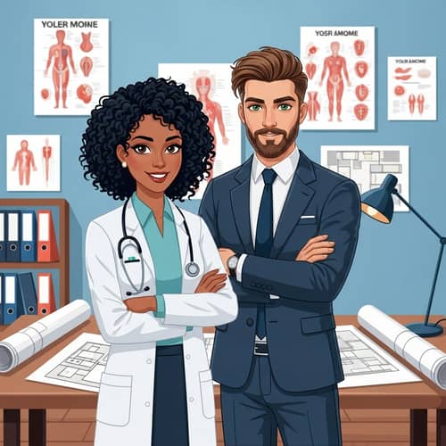 Female Doctor and Male Architect Collaboration | Modern Office Setting