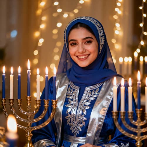 Stunning Hanukkah Celebration with Model in Blue & Silver Stunning Hanukkah Celebration with Model in Blue & Silver