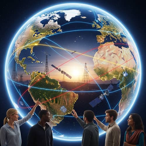 Global Mass Communication Network Poster | Diverse Individuals in Awe