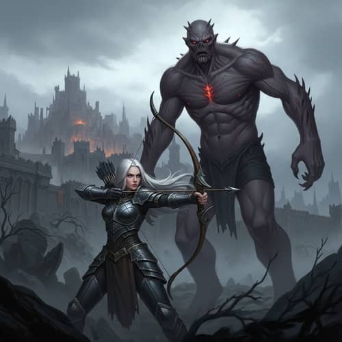 Female Archer Confronts Giant Creature | Epic Battle Scene