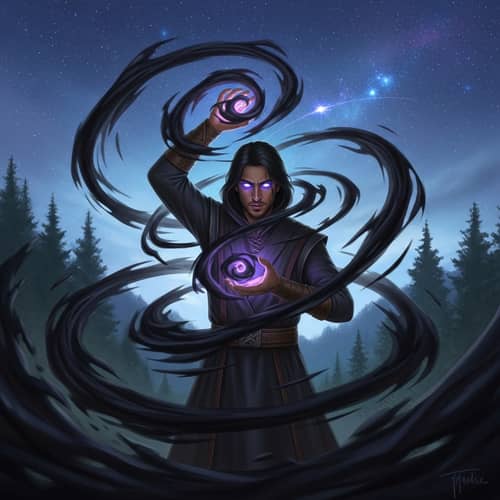 Mystical Hispanic Man Manipulating Dark Matter