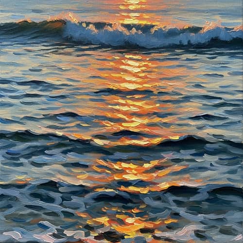 Ocean Waves Impressionist Painting Inspo