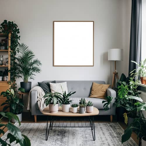 Cozy Living Room with Houseplants | Nature-inspired Sanctuary