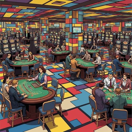 Vibrant Pop Art Casino Scene - Exciting Gaming Atmosphere