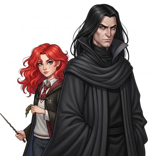 Young Female Wizard & Middle-Aged Man Fantasy Illustration
