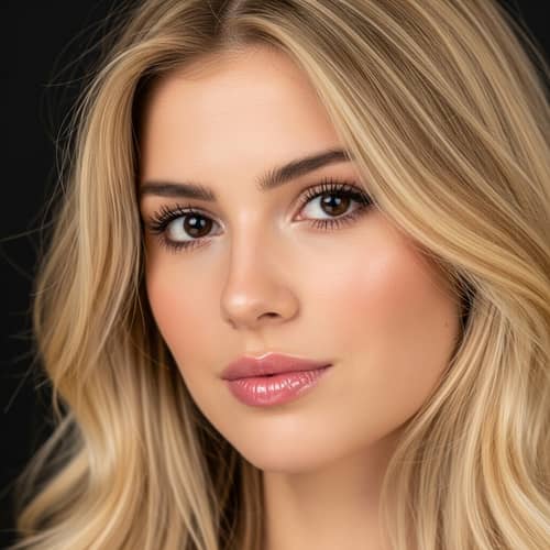 Captivating French Woman with Long Blonde Hair and Enchanting Black Eyes