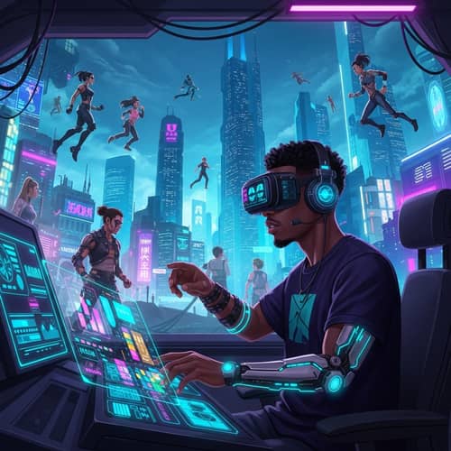 Diverse Black Male in Futuristic Metaverse | Cyberpunk Aesthetics