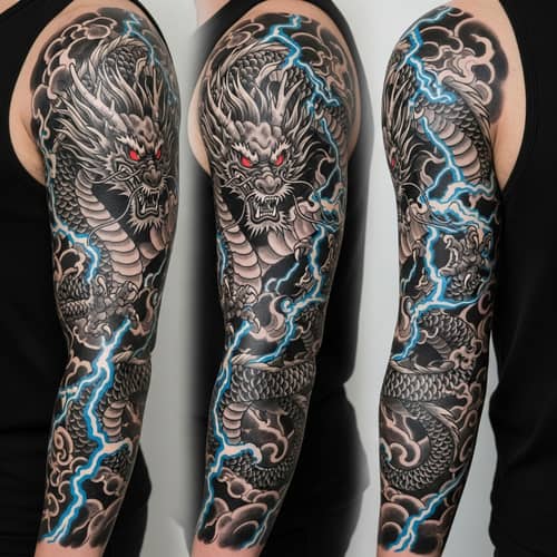 Chinese Dragon Arm Tattoo & Thunderstorm Motifs
