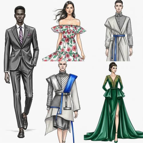 Unique Fashion Design Sketches - Diverse Model Styles
