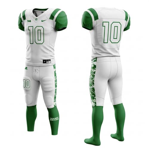 Custom Football Uniform Design - White & Green with Number '10'