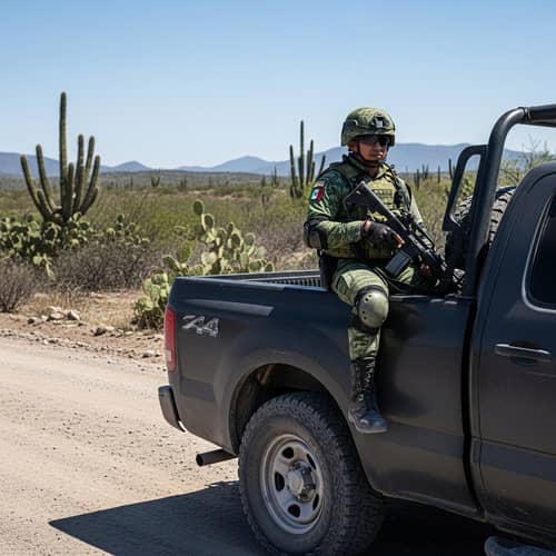 Mexican Soldier in 4x4 Pickup Truck | Vigilant Patrol Scene