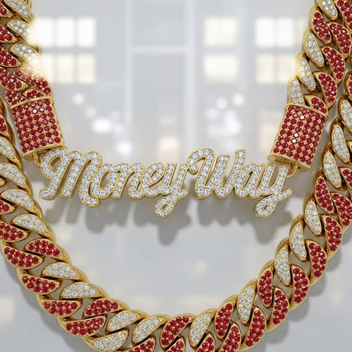 Luxury Cuban Link Chain with 'Money Wayy' in Diamonds