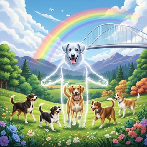 Dog's Joyful Journey Across the Rainbow Bridge