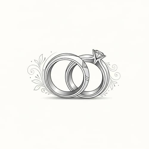 Elegant Rings Embraced | Modern Vector Art | Wedding Invitations