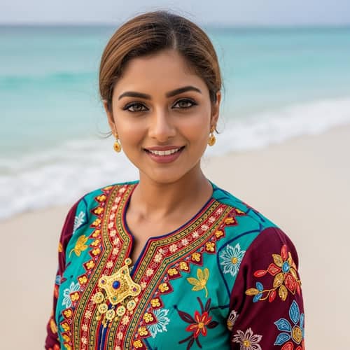 Maldivian Woman in Traditional Libaas | Stunning Scenic Beauty