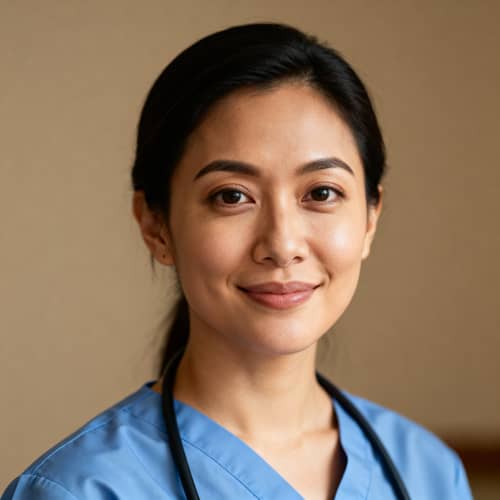 Caring Nurse Headshot in Medical Scrubs