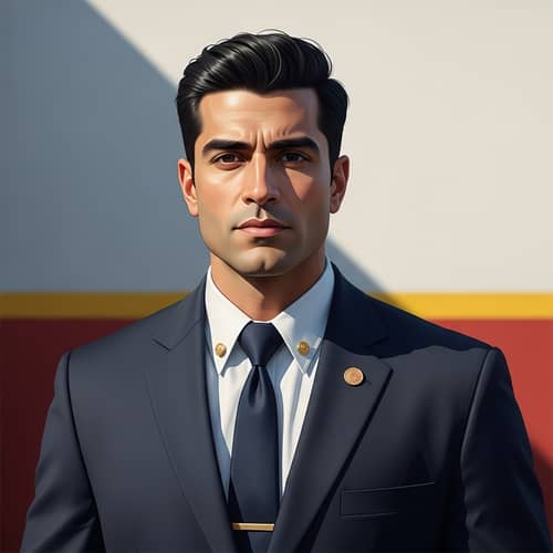 Professional South Asian Fireman in Navy Suit Portrait