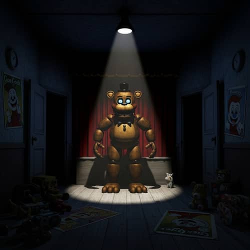 Eerie Animatronic Bear Desktop Wallpaper