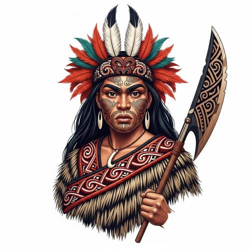 Powerful Māori Female Warrior Art | Vibrant Colors & Bold Contrasts