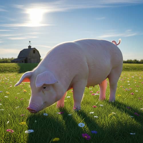 Adorable Pig in Natural Setting | Pink Skin, Curvy Tail