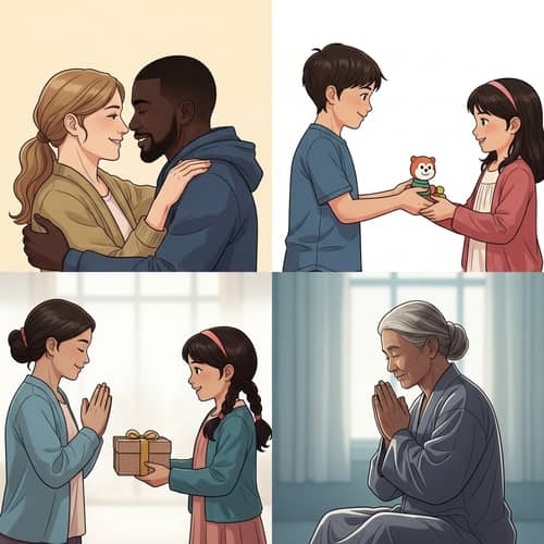 Captivating Image of Love, Giving, and Prayer