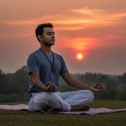 Tranquil Meditation with South Asian Individual in Nature