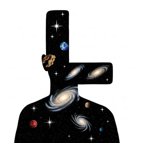 Celestial Human Silhouette Artwork with Abstract Twist