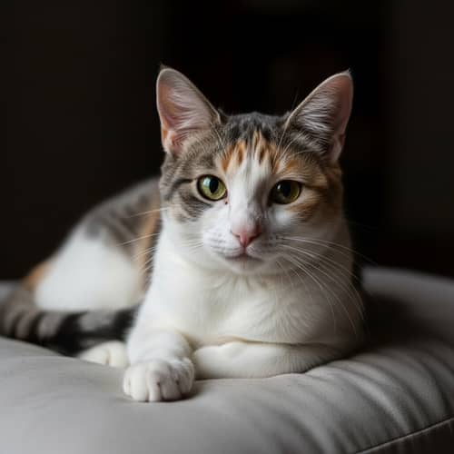 Domestic Feline - Small Carnivorous Mammal with Plush White Coat